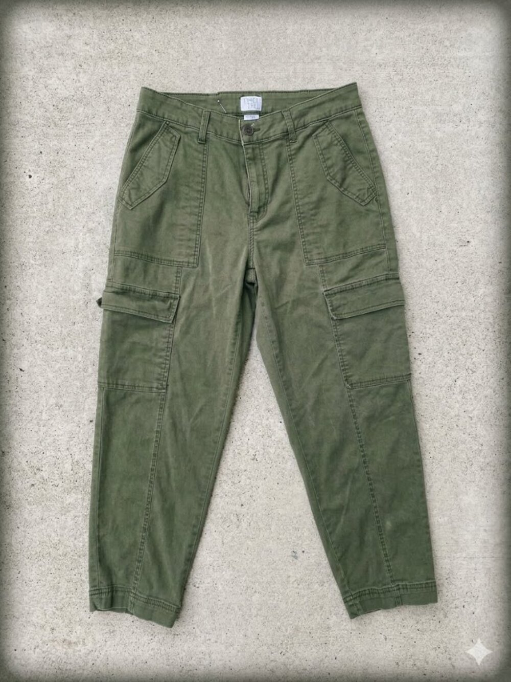 Time and Tru Olive Green High Rise Cargo Utility Pants - Size 14